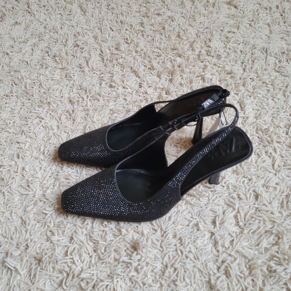 New Zara Rhinestone slingback heels - Picture 4 of 8